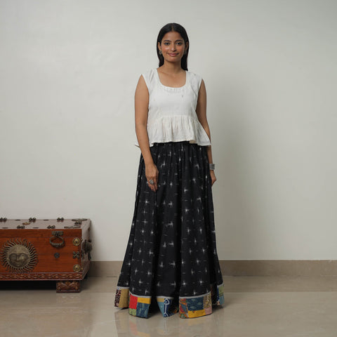 Black - 24 kali cotton pochampally ikat skirt 34
