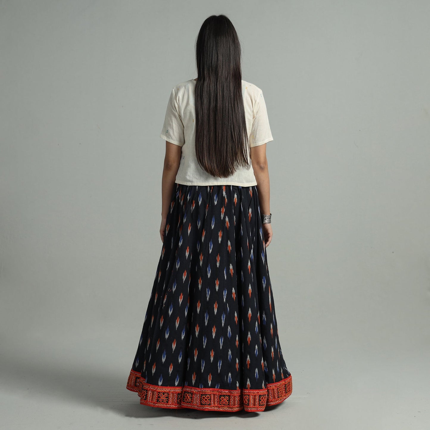 Black - 24 kali cotton pochampally ikat skirt 39