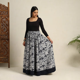 Black 24 Kali Patchwork Batik Print Cotton Long Skirt