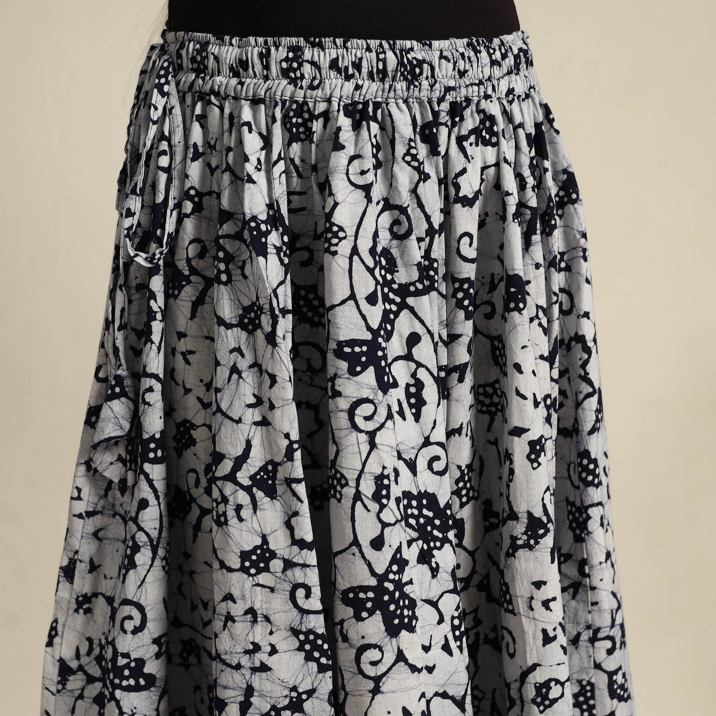 Black 24 Kali Patchwork Batik Print Cotton Long Skirt
