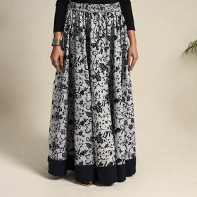 Black 24 Kali Patchwork Batik Print Cotton Long Skirt
