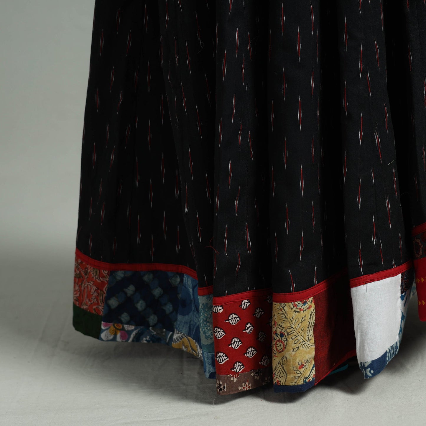 Black - 24 Kali Patchwork Cotton Pochampally Ikat Skirt 39
