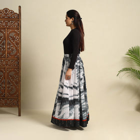 Buy 24 Kali Black Patchwork Cotton Long Shibori Tie-Dye Skirt