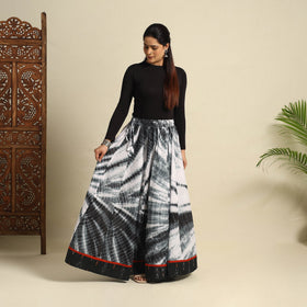 Buy 24 Kali Black Patchwork Cotton Long Shibori Tie-Dye Skirt