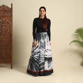 Buy 24 Kali Black Patchwork Cotton Long Shibori Tie-Dye Skirt