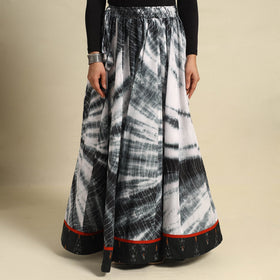 Buy 24 Kali Black Patchwork Cotton Long Shibori Tie-Dye Skirt