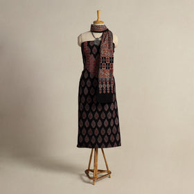 Buy Black 2pc Block Print Natural Dyed Ajrakh Dress Material