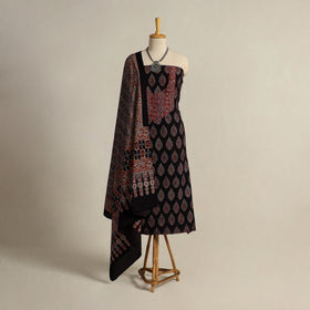 Buy Black 2pc Block Print Natural Dyed Ajrakh Dress Material
