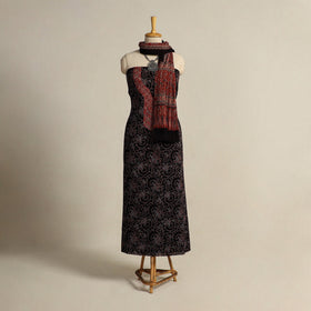  Black 2pc Block Print Natural Dyed Ajrakh Dress Material