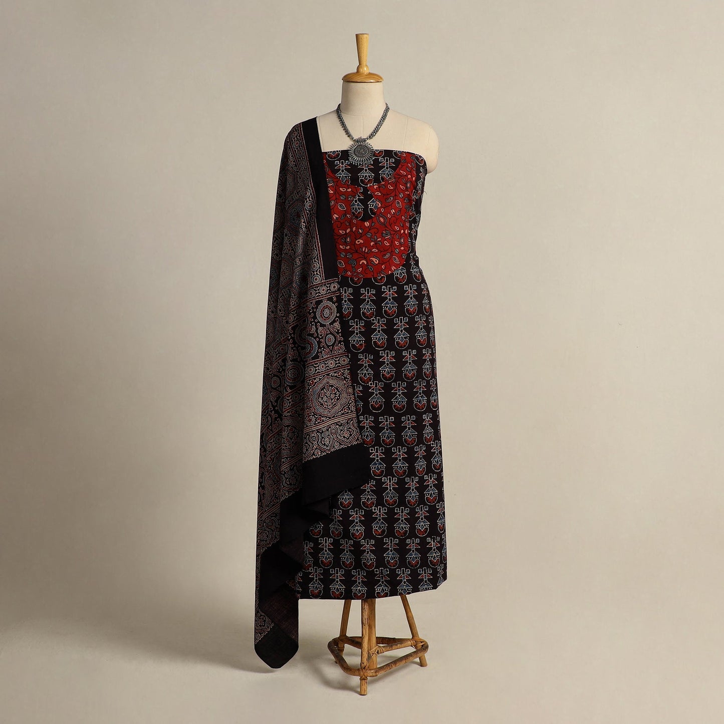 Buy 2pc Block Print Ajrakh Dress Material