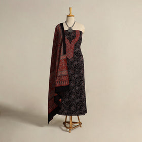  Black 2pc Block Print Natural Dyed Ajrakh Dress Material
