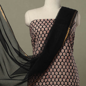  2pc Cotton Black Bagru Print Kurta with Plain Dupatta