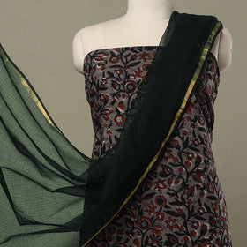 Buy 2pc Cotton Black Jahota Print Kurta with Plain Dupatta