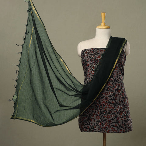 Buy 2pc Cotton Black Jahota Print Kurta with Plain Dupatta