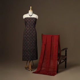 2pc cotton unstitched dress material with jewellery set 22