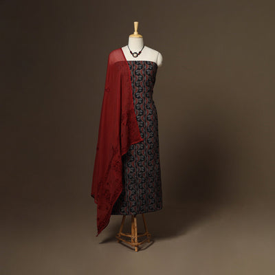 2pc cotton unstitched dress material with jewellery set 22