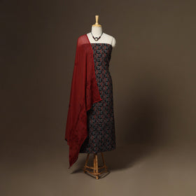 2pc cotton unstitched dress material with jewellery set 22