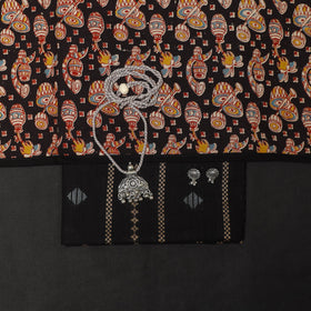 Black - 2pc cotton unstitched jacquard dress material