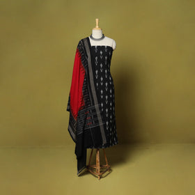 Black - 2pc cotton unstitched pochampally ikat dress