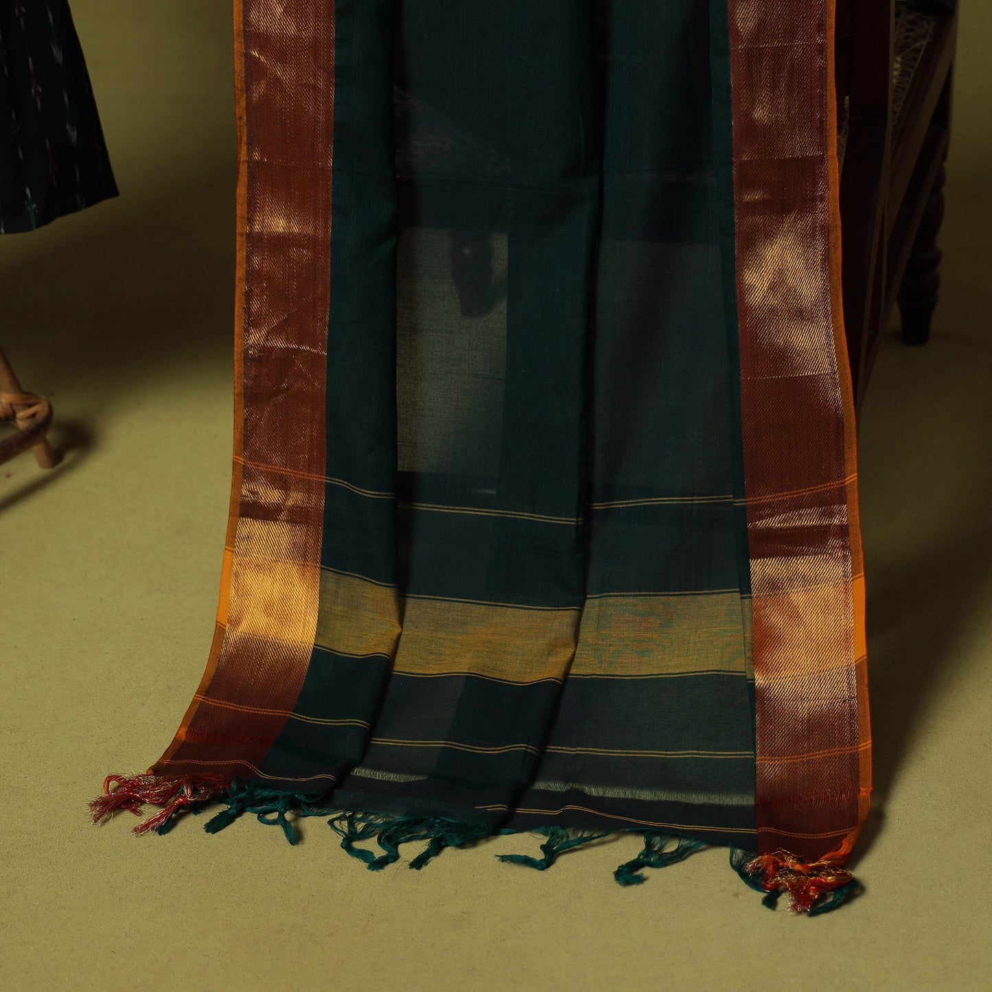 Black - 2pc cotton unstitched pochampally ikat dress