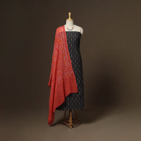 2pc cotton unstitched pochampally ikat dress material