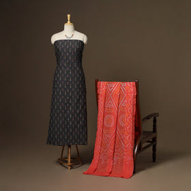 2pc cotton unstitched pochampally ikat dress material