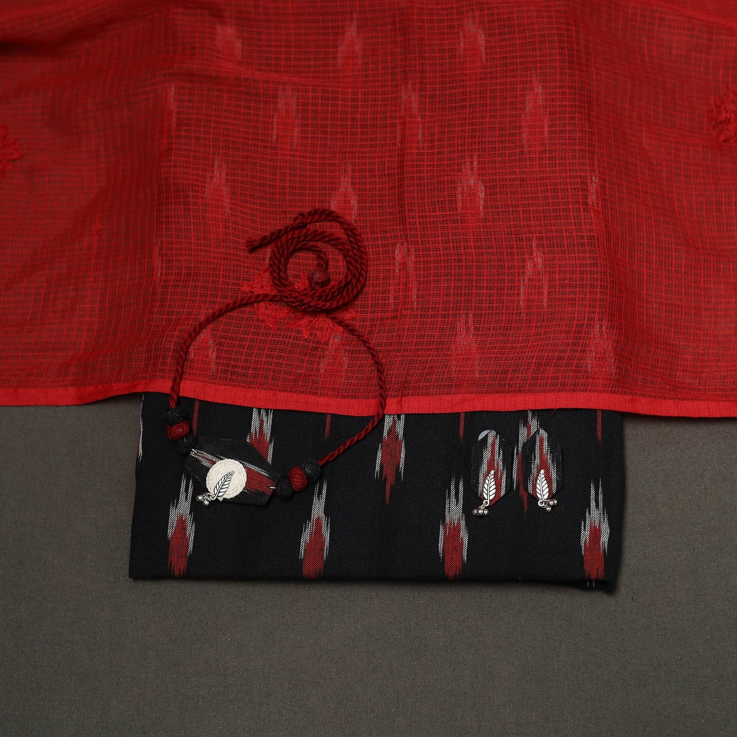 2pc cotton unstitched pochampally ikat dress material