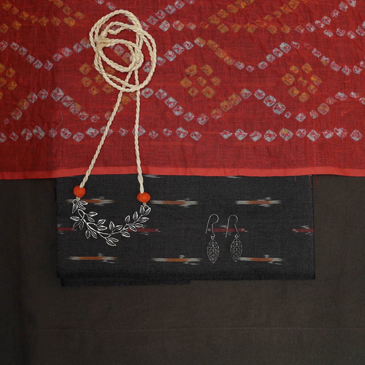 2pc cotton unstitched pochampally ikat dress material