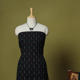 Black - 2pc cotton unstitched pochampally ikat dress