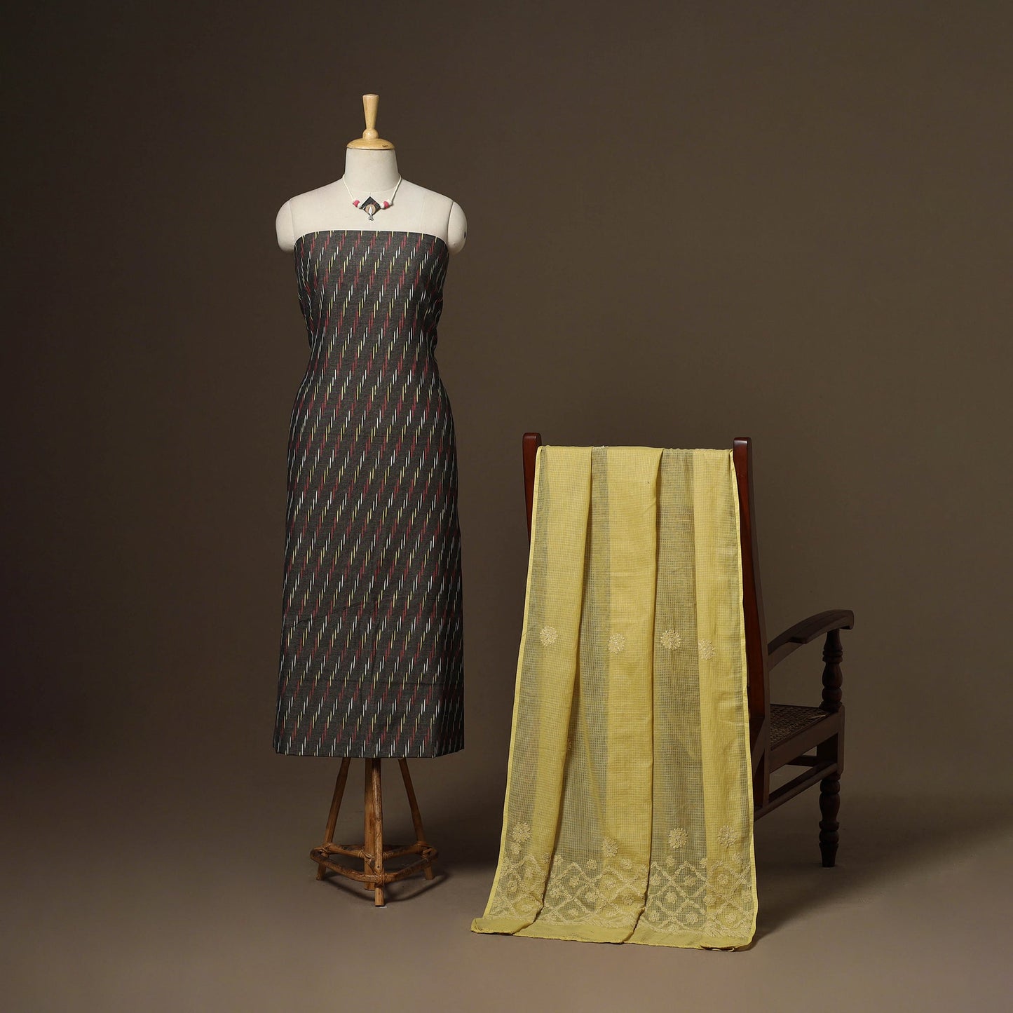 2pc cotton unstitched pochampally ikat dress material