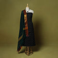 Black - 2pc cotton unstitched pochampally ikat dress