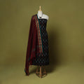 Black - 2pc cotton unstitched pochampally ikat dress
