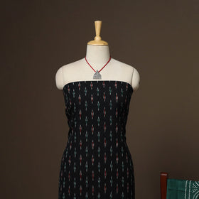 Black - 2pc cotton unstitched pochampally ikat dress