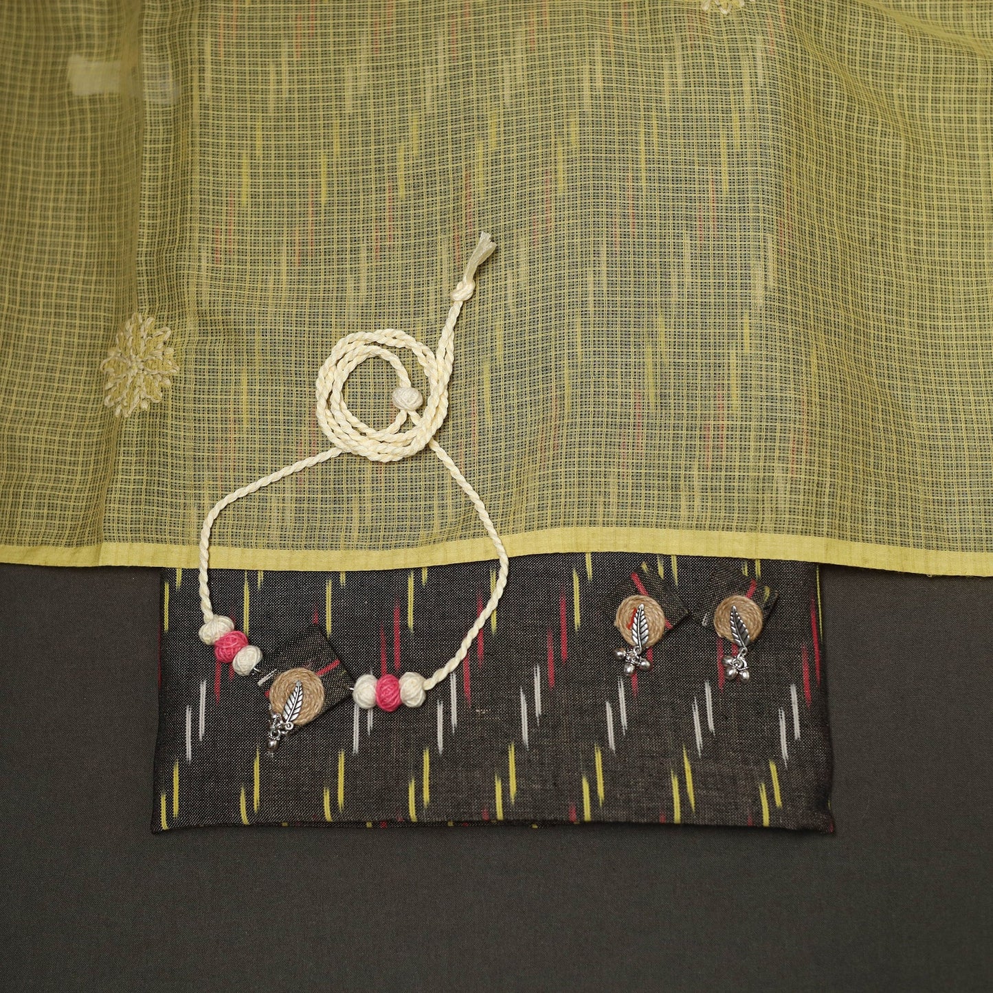 2pc cotton unstitched pochampally ikat dress material