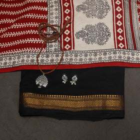Black - 2pc handloom cotton unstitched mangalagiri dress