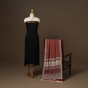 Black - 2pc handloom cotton unstitched mangalagiri dress