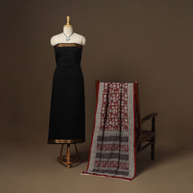 Black - 2pc handloom cotton unstitched mangalagiri dress