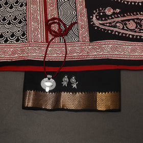 Black - 2pc handloom cotton unstitched mangalagiri dress