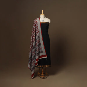 Black - 2pc handloom cotton unstitched mangalagiri dress