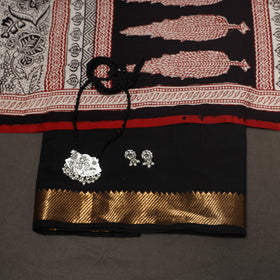 Black - 2pc handloom cotton unstitched mangalagiri dress