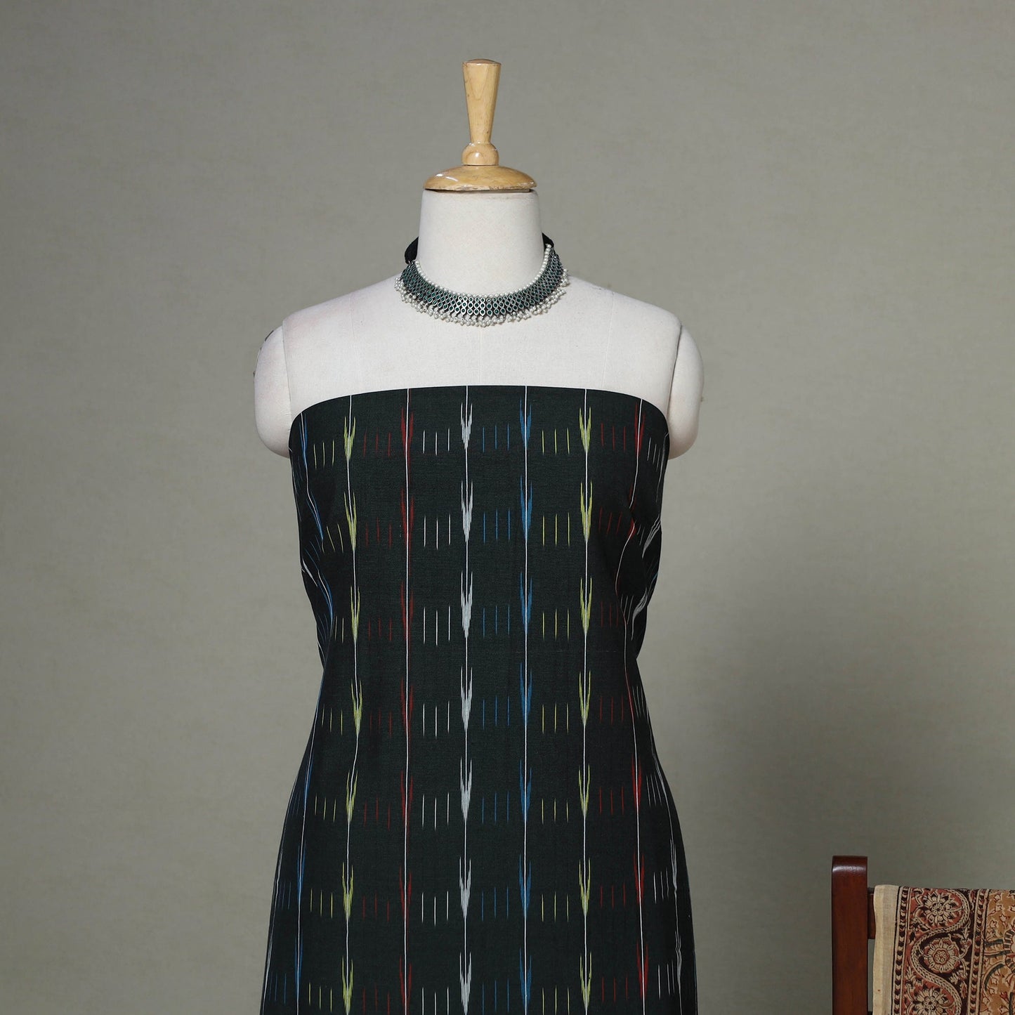 Black - 2pc handloom cotton unstitched pochampally ikat