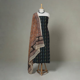 Black - 2pc handloom cotton unstitched pochampally ikat