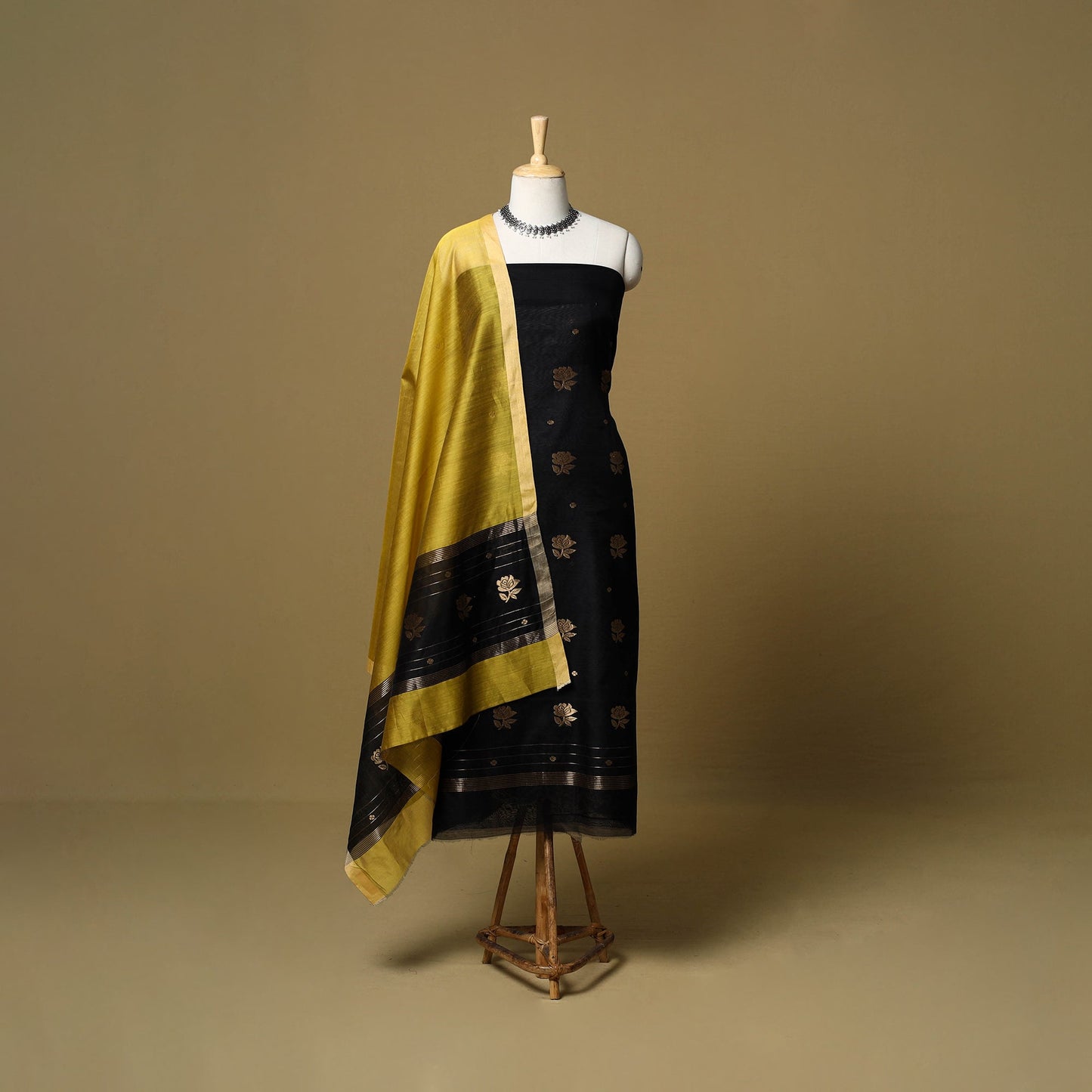 2pc handloom zari buta unstitched chanderi silk dress