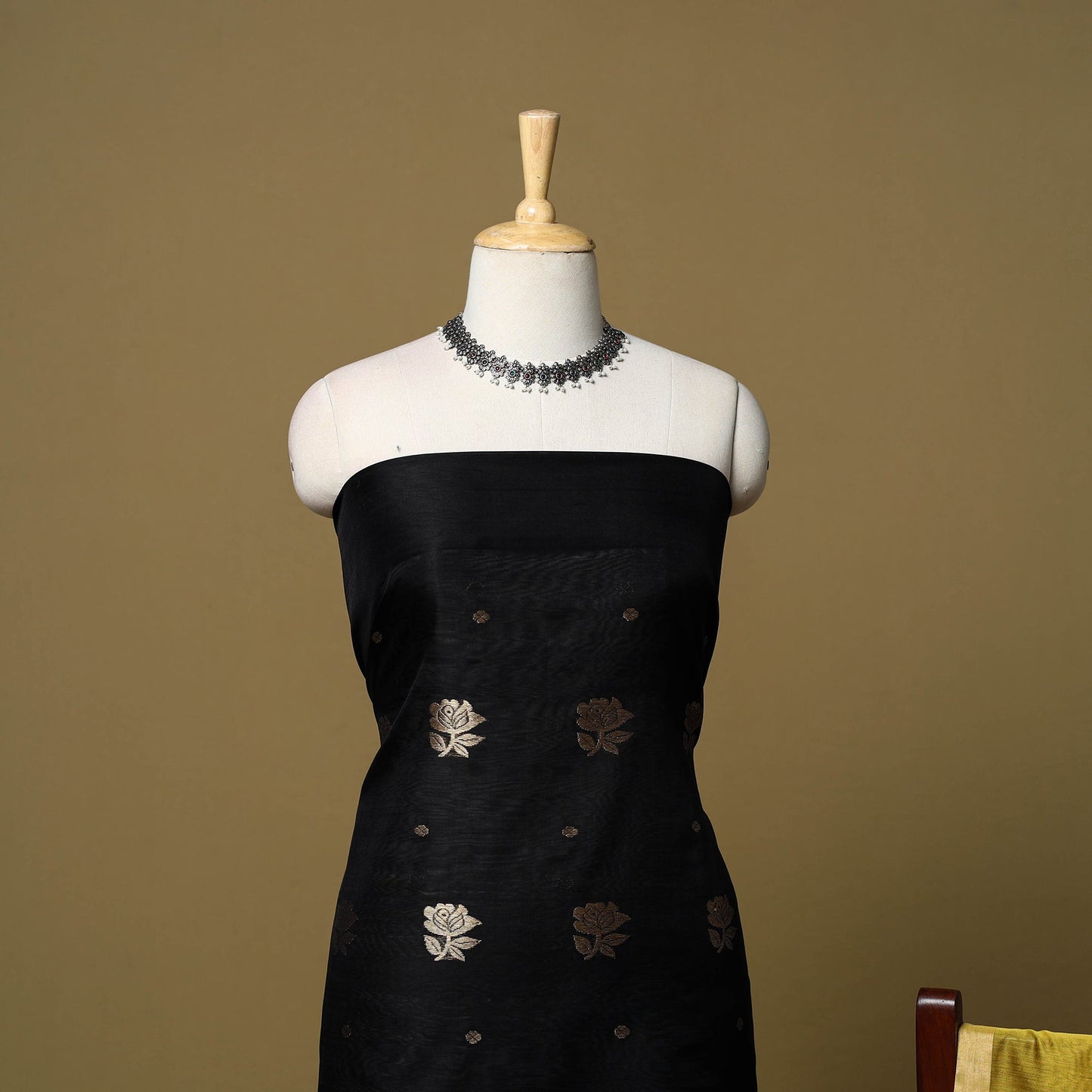 2pc handloom zari buta unstitched chanderi silk dress