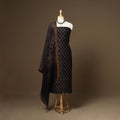 Black - 2pc linen silk natural dyed unstitched dress