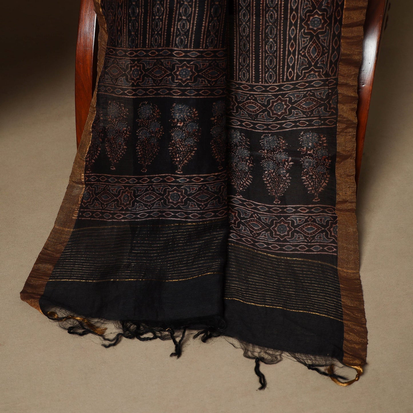 Black - 2pc linen silk natural dyed unstitched dress