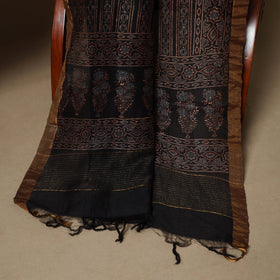 Black - 2pc linen silk natural dyed unstitched dress