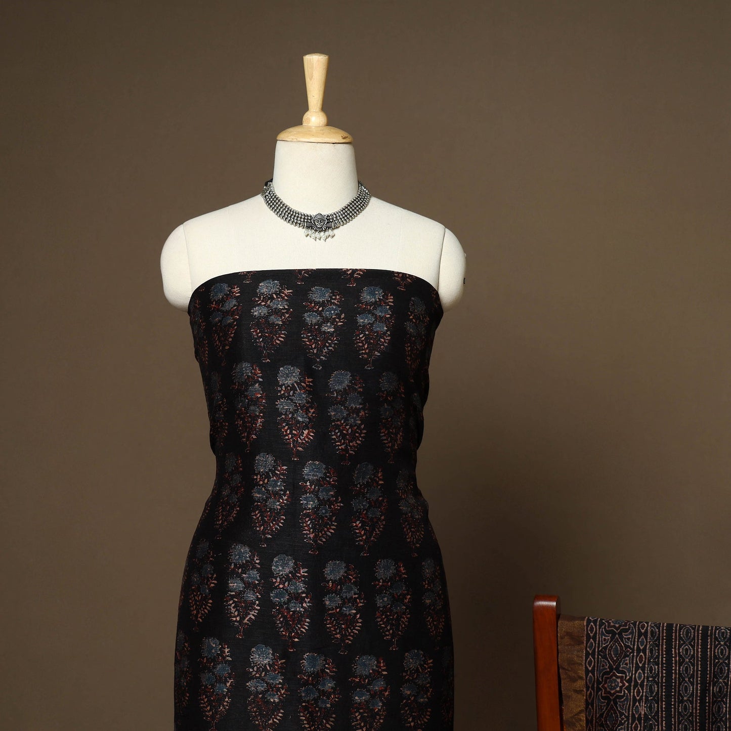 Black - 2pc linen silk natural dyed unstitched dress