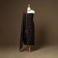 Black - 2pc linen silk natural dyed unstitched dress