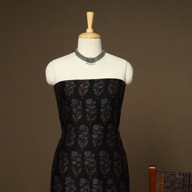 Black - 2pc linen silk natural dyed unstitched dress